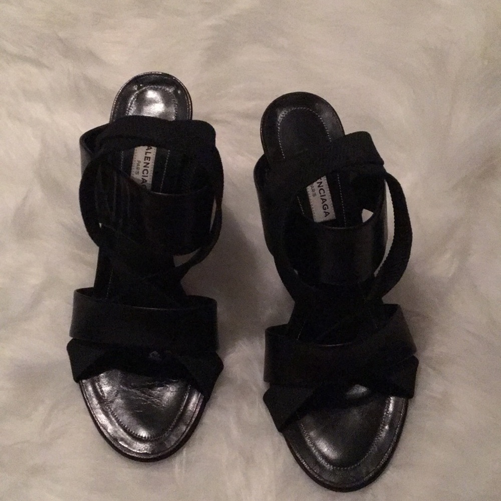 Balenciaga Black leather elastic cross strap